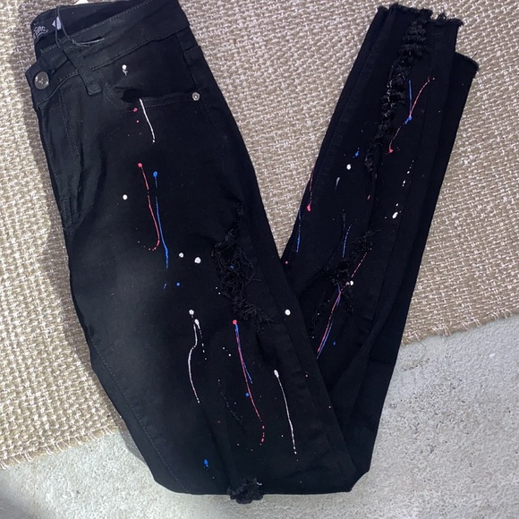Black Blue Topic Pants w/ Paint - Picture 11 of 11